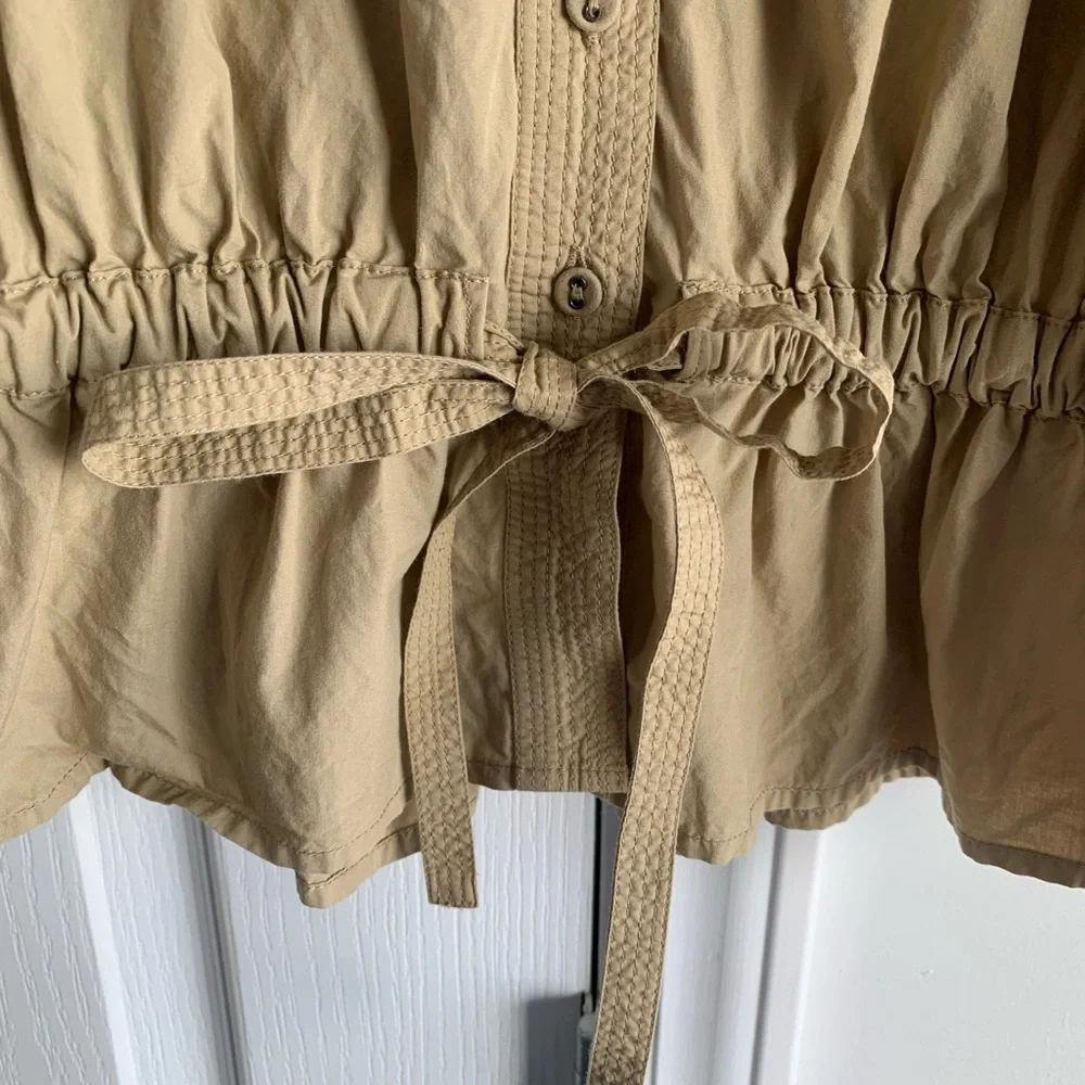 Ulla Johnson Tan Button-Up Minnie Peplum Blouse